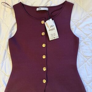 Zara Women's Rich Purple Sleeveless Top